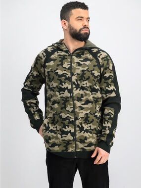 Puma EvoKnit Move Performance Full Zip Hoodie Camo Green Men's Large